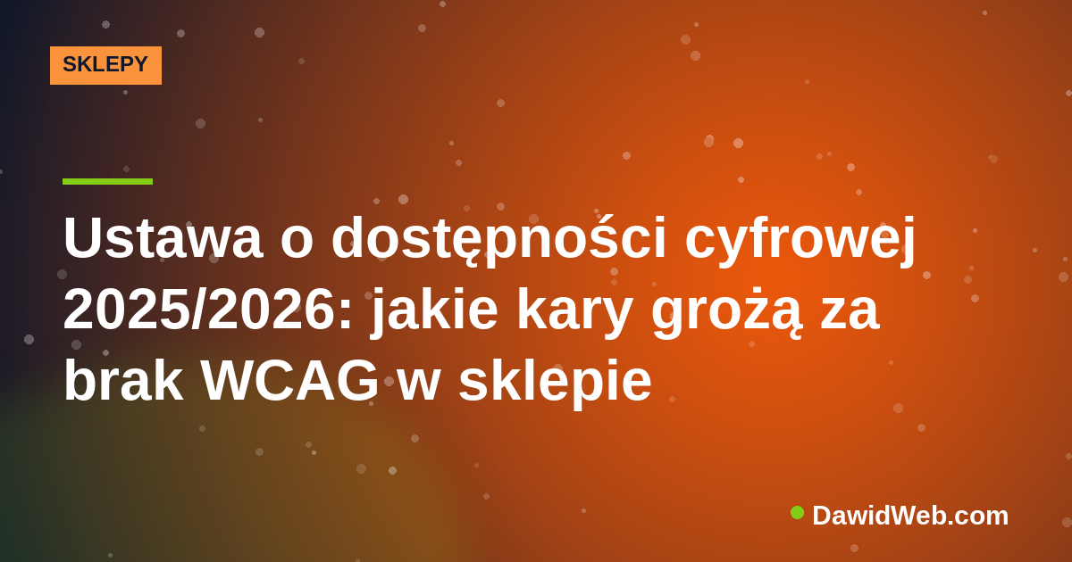 Ustawa o dostępności cyfrowej 2025/2026: jakie kary grożą za brak WCAG w sklepie