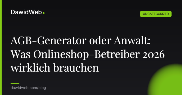 Okładka artykułu: AGB-Generator oder Anwalt: Was Onlineshop-Betreiber 2026 wirklich brauchen
