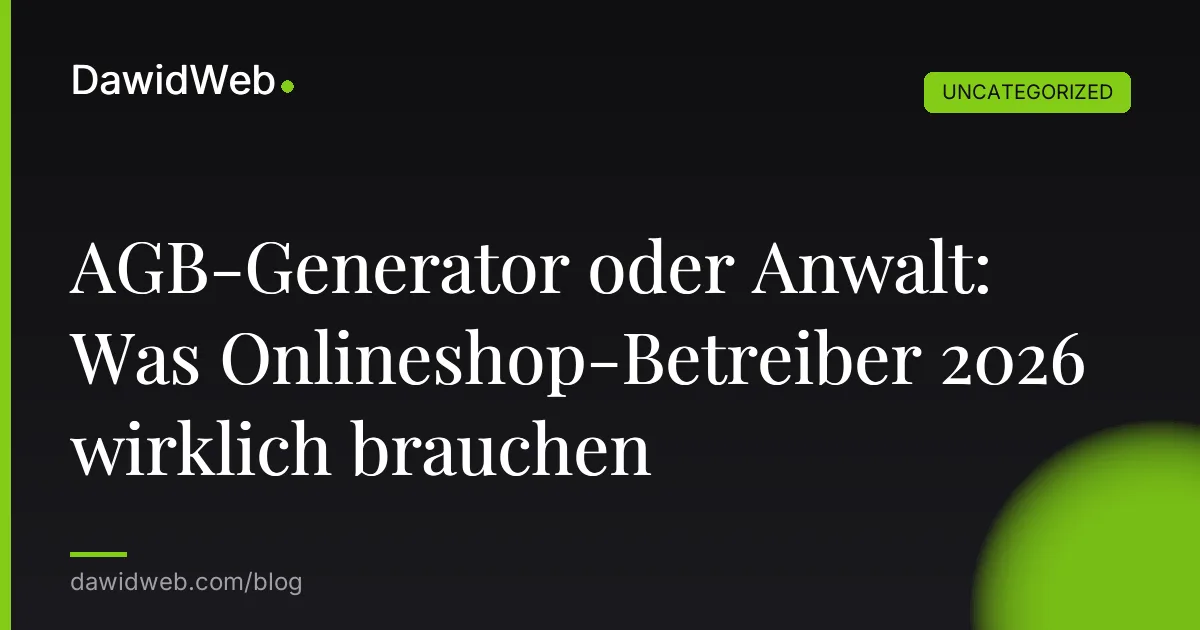 AGB-Generator oder Anwalt: Was Onlineshop-Betreiber 2026 wirklich brauchen