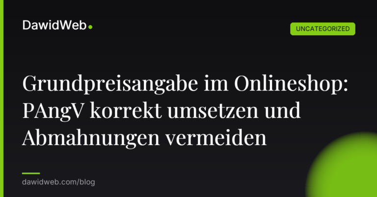 Okładka artykułu: Grundpreisangabe im Onlineshop: PAngV korrekt umsetzen und Abmahnungen vermeiden
