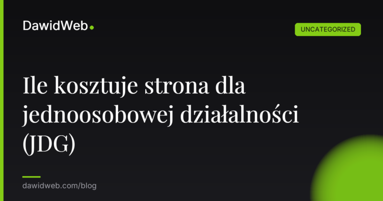 Okładka artykułu: Ile kosztuje strona dla jednoosobowej działalności (JDG)