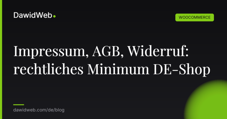 Impressum AGB Widerruf rechtliches Minimum DE Shop
