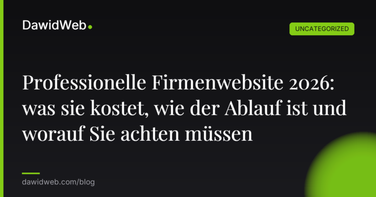 Okładka artykułu: Professionelle Firmenwebsite 2026: was sie kostet, wie der Ablauf ist und worauf Sie achten müssen