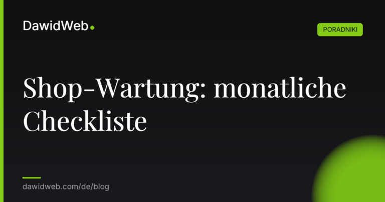 Shop Wartung monatliche Checkliste