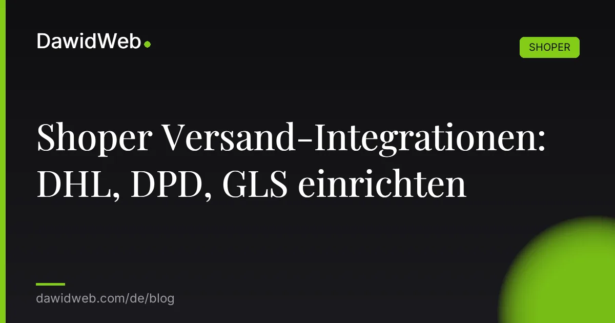 Shoper Versand-Integrationen: DHL, DPD, GLS einrichten