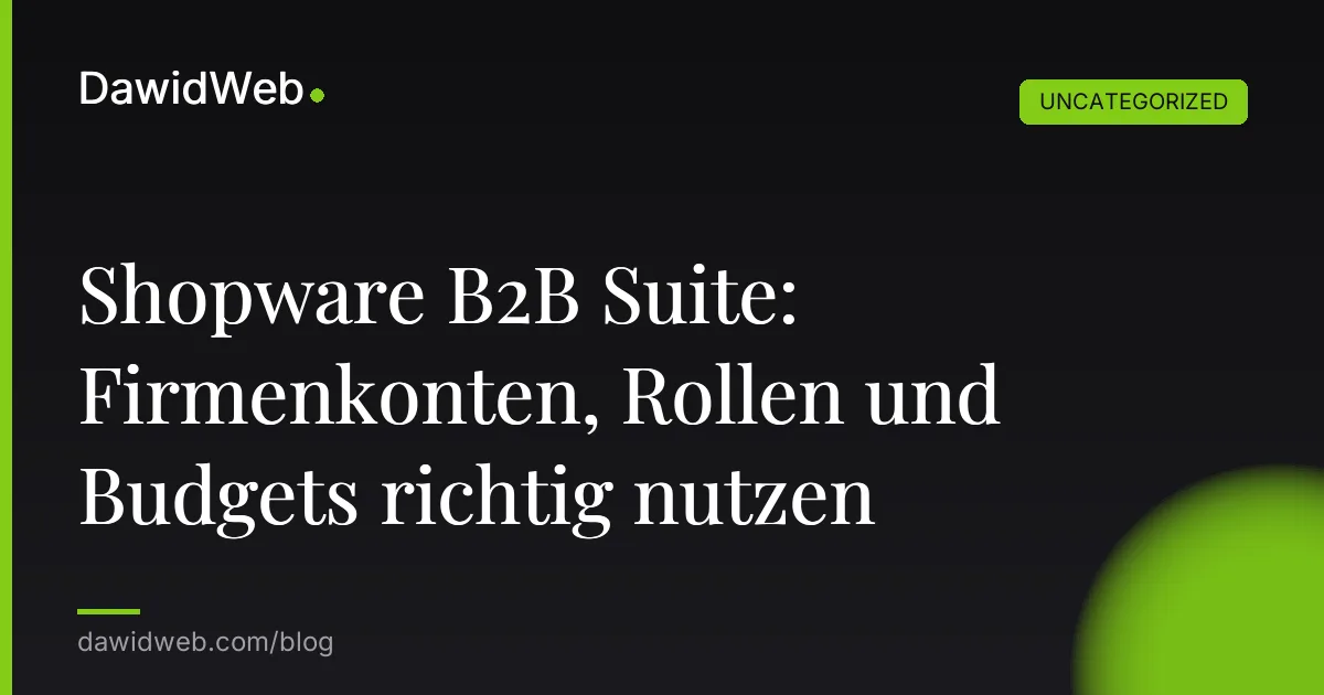 Shopware B2B Suite: Firmenkonten, Rollen und Budgets richtig nutzen