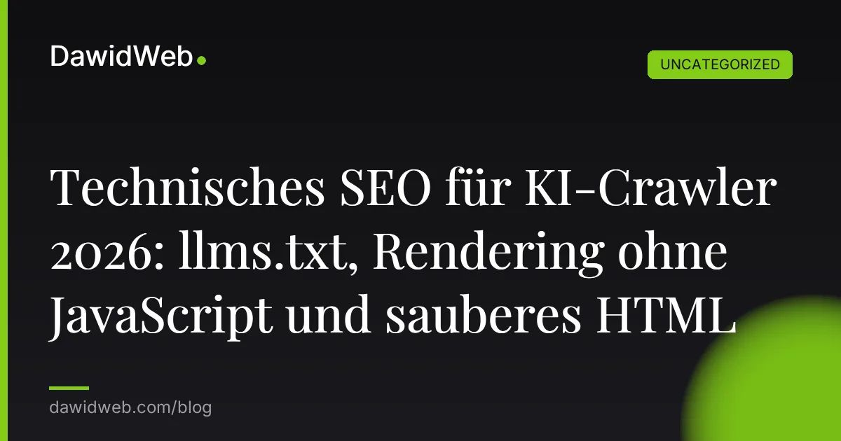 Technisches SEO für KI-Crawler 2026: llms.txt, Rendering ohne JavaScript und sauberes HTML