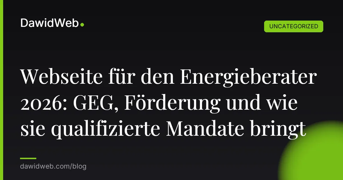 Webseite für den Energieberater 2026: GEG, Förderung und wie sie qualifizierte Mandate bringt
