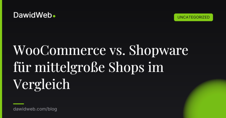 Okładka artykułu: WooCommerce vs. Shopware für mittelgroße Shops im Vergleich