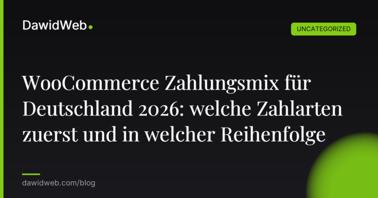 Okładka artykułu: WooCommerce Zahlungsmix für Deutschland 2026: welche Zahlarten zuerst und in welcher Reihenfolge