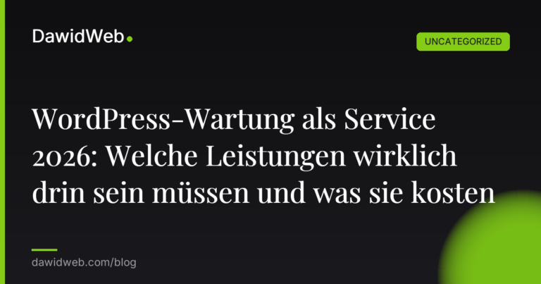 Okładka artykułu: WordPress-Wartung als Service 2026: Welche Leistungen wirklich drin sein müssen und was sie kosten
